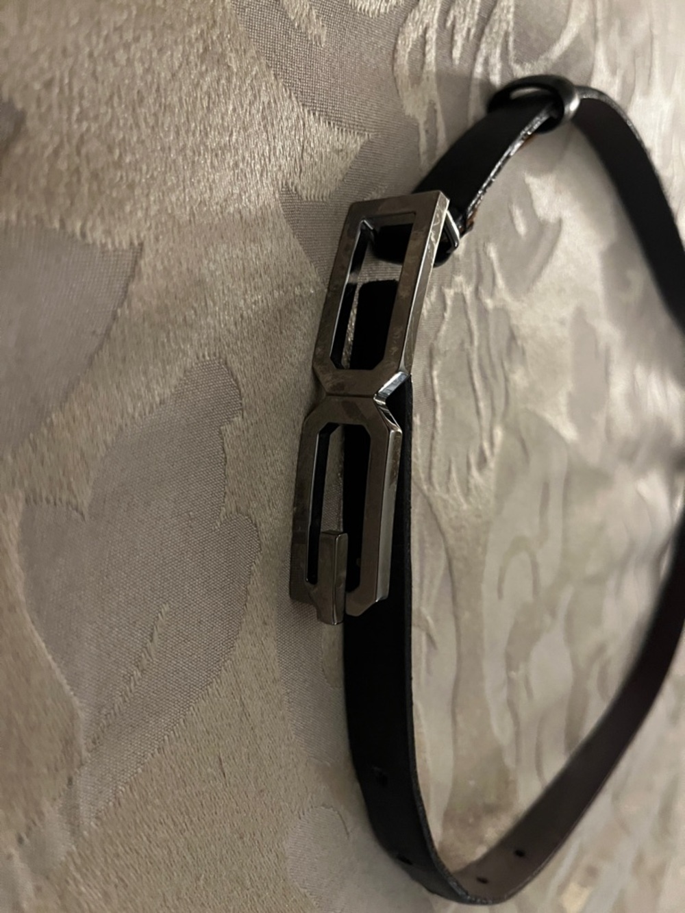 Dolce & Gabbana Black Leather Belt with Silver Buckle